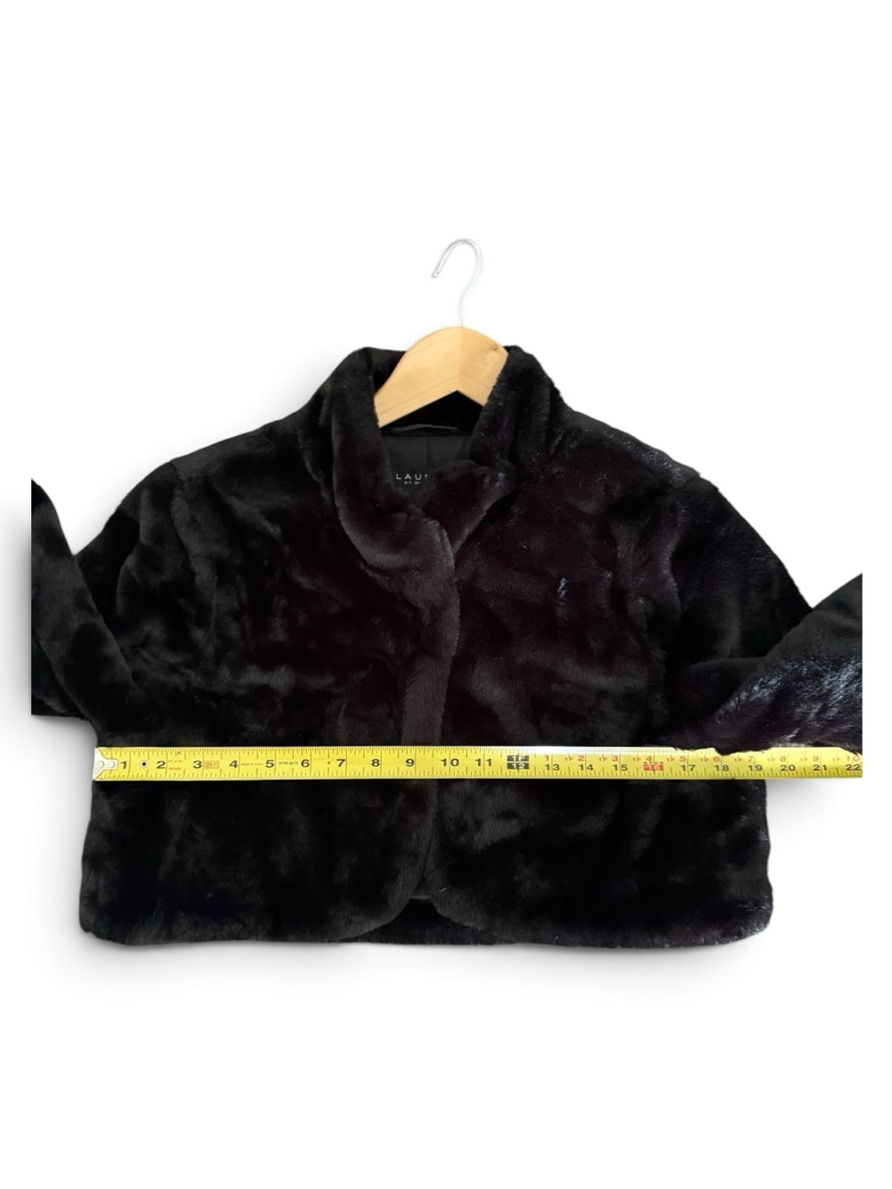 Laundry by Shelli Segal Black Faux Fur Cropped Shrug Bolero Jacket M - Picture 5 of 10